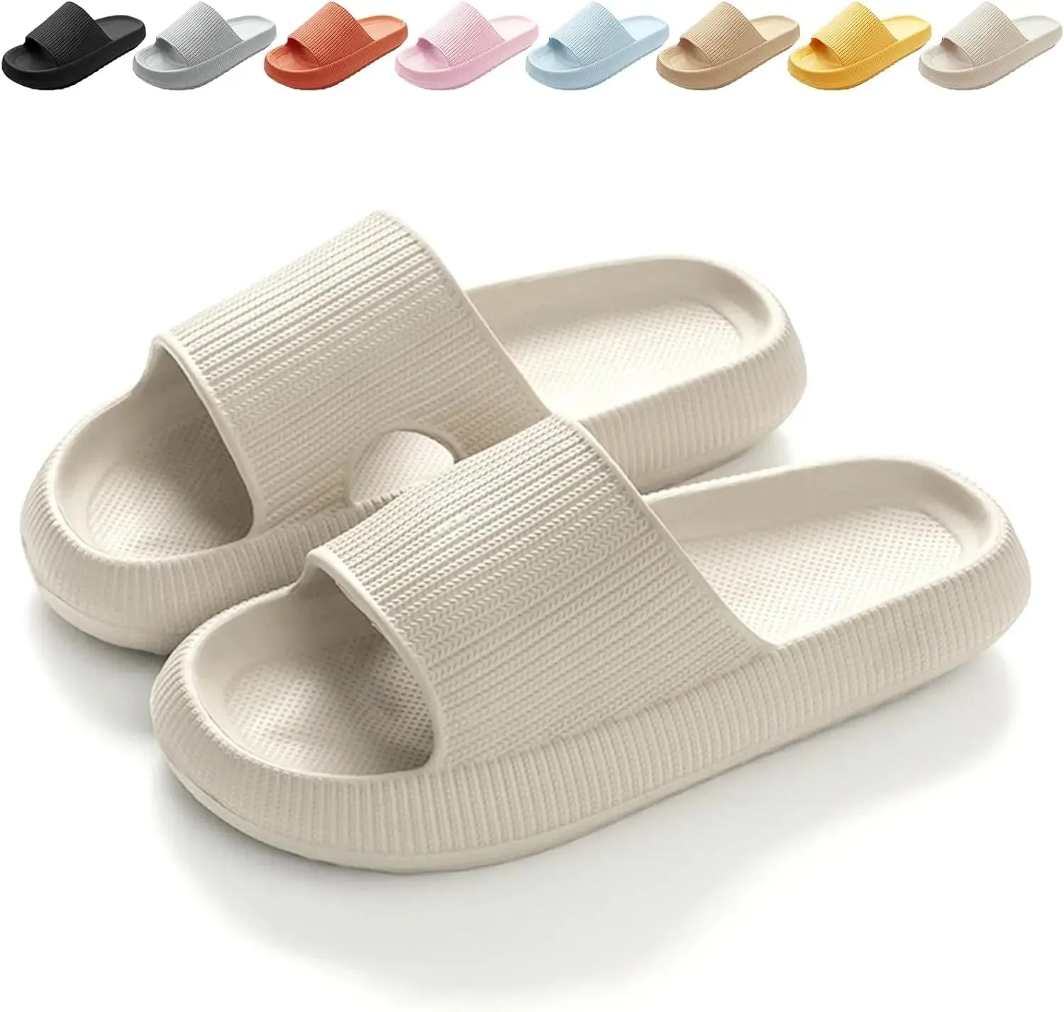 SROTER Cloud Sliders Non-Slip Soft Flip Flops for Men and Women – Thick Sole Shower Bathroom Slippers