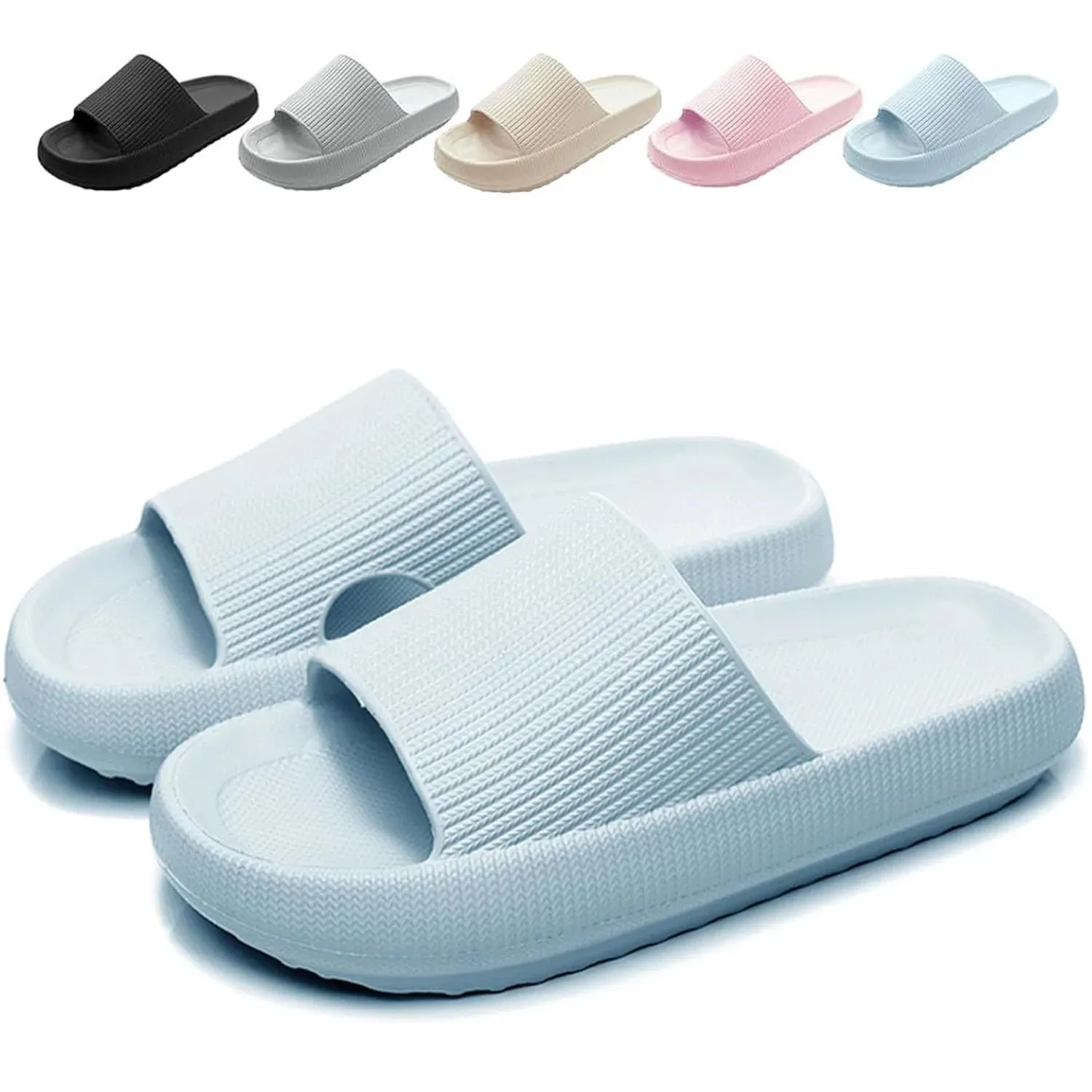 SROTER Cloud Sliders Non-Slip Soft Flip Flops for Men and Women – Thick Sole Shower Bathroom Slippers