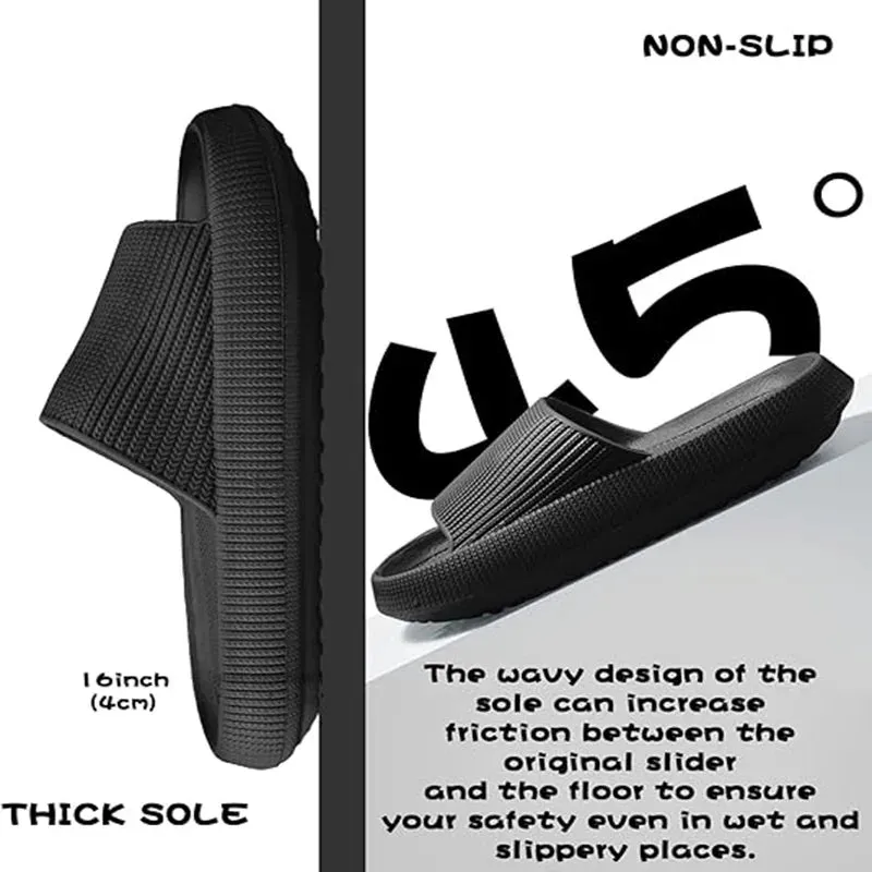 SROTER Cloud Sliders Non-Slip Soft Flip Flops for Men and Women – Thick Sole Shower Bathroom Slippers