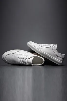 White Leather Lace-Up Casual Men's Shoes